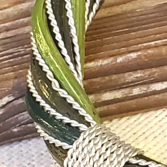 Twisted Rattan Bracelet Green Brown - Picture 6 of 7